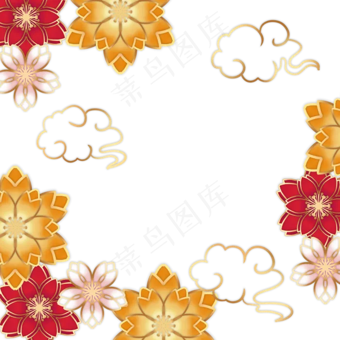 春节剪纸花朵边框(3000X3000(DPI:300))psd模版下载