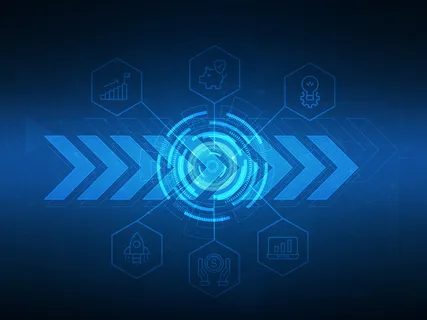 带有商业图标背景插图的抽象未来技术