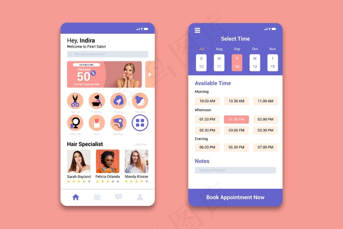 美容院预约应用eps,ai矢量模版下载