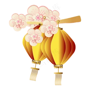 剪纸梅花灯笼
