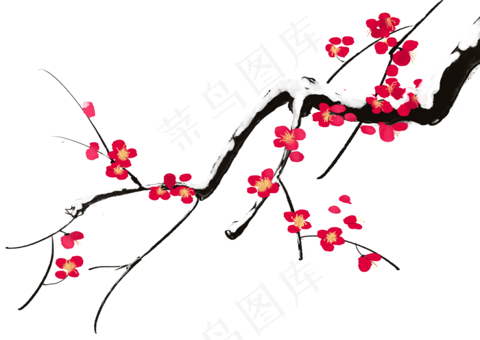 手绘卡通树枝梅花