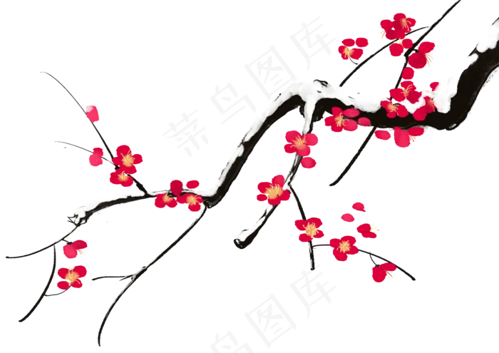 手绘卡通树枝梅花(2480X3508(DPI:300))psd模版下载