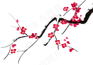 手绘卡通树枝梅花