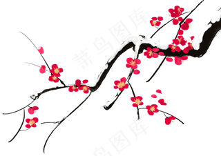 手绘卡通树枝梅花