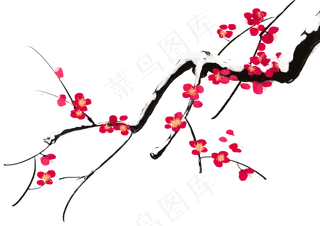 手绘卡通树枝梅花