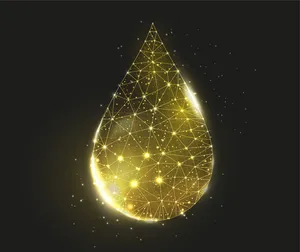 油滴。低聚风格设计。在深色背景上隔离。