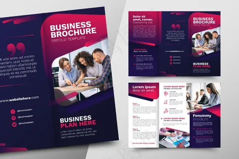 抽象三折页小册子模板主题