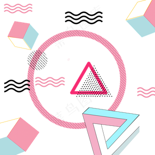 孟菲斯风格线条点线面不规则几何