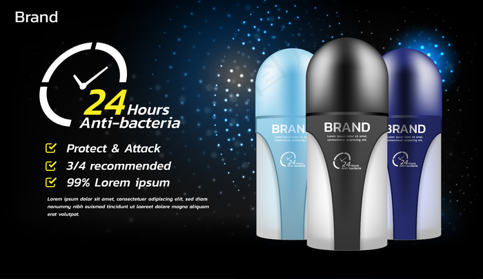 带小闪光背景的除臭剂卷