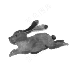 水墨中秋节可爱月兔