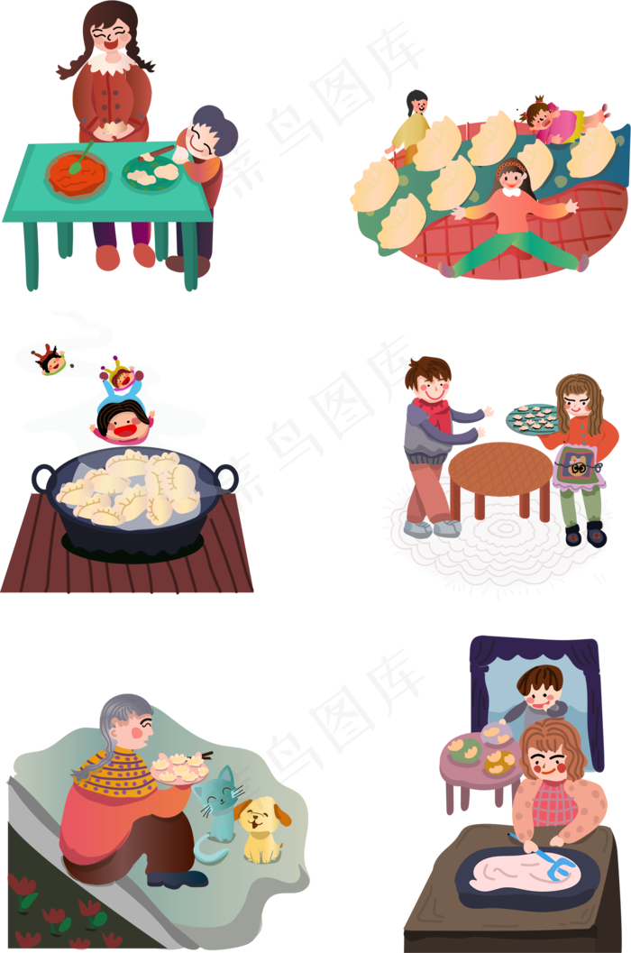 立冬卡通手绘风暖色系做饺子的全(2000X3020(DPI:300))psd模版下载