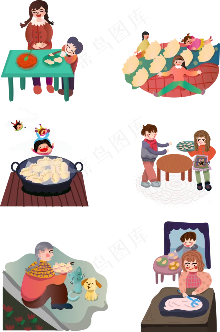 立冬卡通手绘风暖色系做饺子的全(2000X3020(DPI:300))psd模版下载