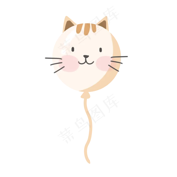 卡通小猫气球装饰插图(2000X2000(DPI:300))psd模版下载