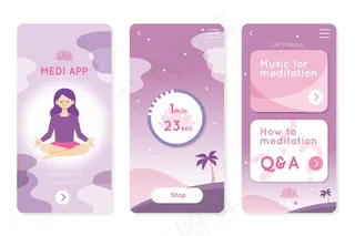 冥想应用程序屏幕集合