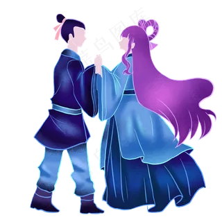 荧光描边七夕情侣