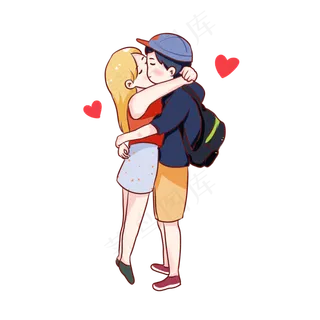 手绘卡通年轻情侣