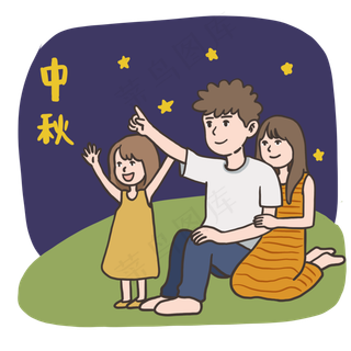 八月十五中秋节嫦娥玉兔吃月饼