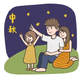 八月十五中秋节嫦娥玉兔吃月饼