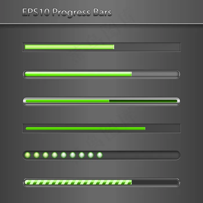 矢量绿色冷进度条集eps,ai矢量模版下载
