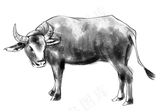 牛年新年水墨牛