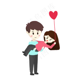 七夕包着女孩的男孩手绘