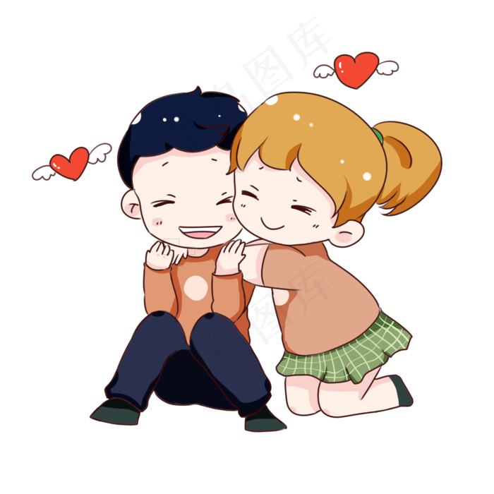 手绘卡通情侣