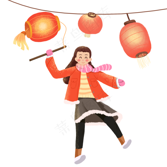 过年新年元旦2019手提大红灯