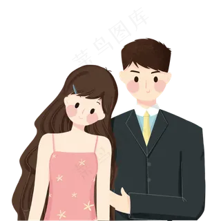 卡通小情侣在一起