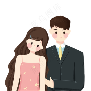 卡通小情侣在一起