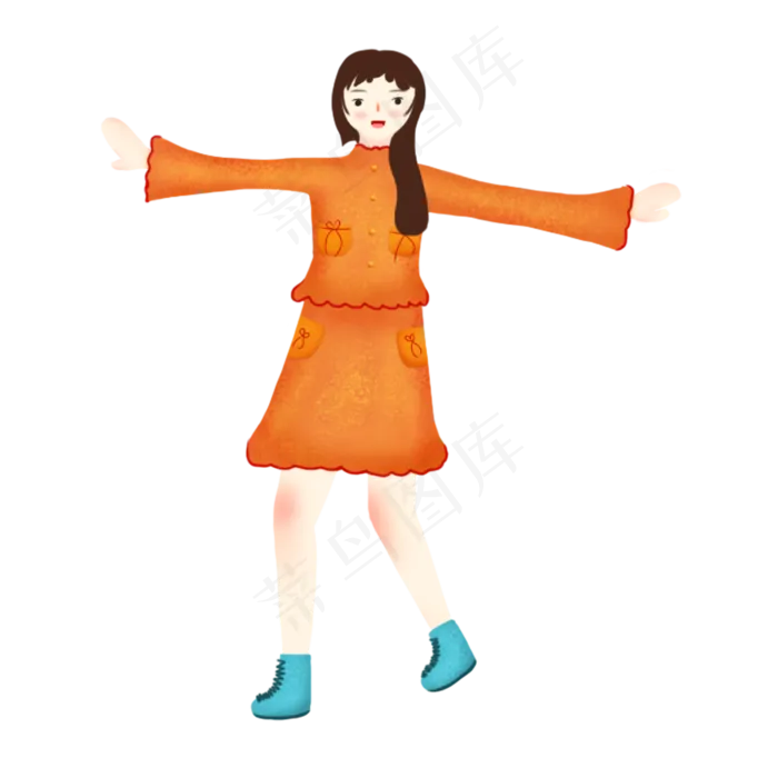 立冬保暖手绘卡通可爱女孩(2000X2000(DPI:300))psd模版下载
