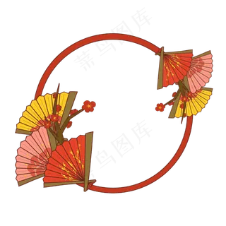 新年梅花扇子边框