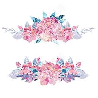 一套两个花束，背景为酒精墨水纹理