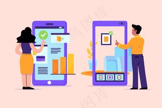 在智能手机上使用虚拟现实的人