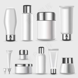 逼真的空白化妆品套装