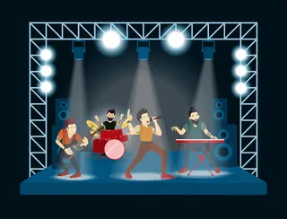 音乐会上的乐队。摇滚歌手和音乐家。