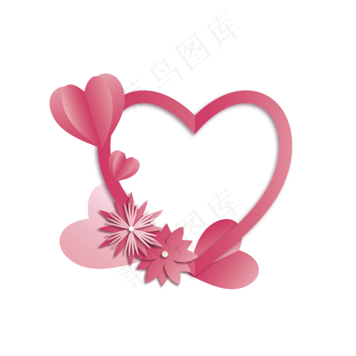 七夕爱心花朵边框