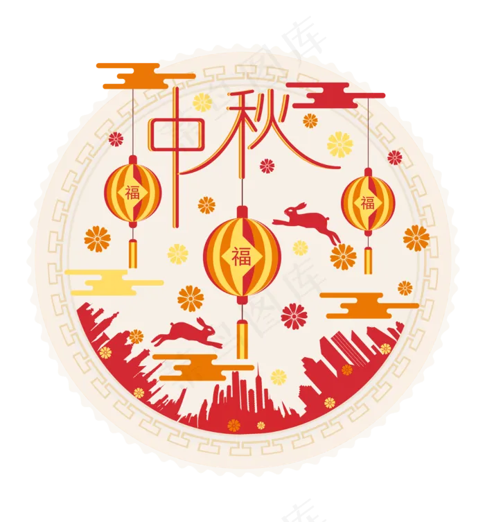 中秋节八月十五包装城市(6696*7200px 300 dpi )ai矢量模版下载