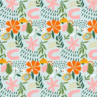 手绘抽象花卉图案 手绘抽象花卉图案