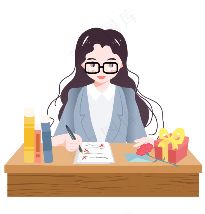 教师节快乐老师改作业