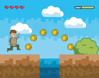 街机游戏世界与像素场景