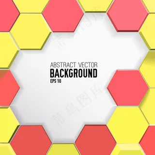 黄色和红色六边形的彩色几何背景