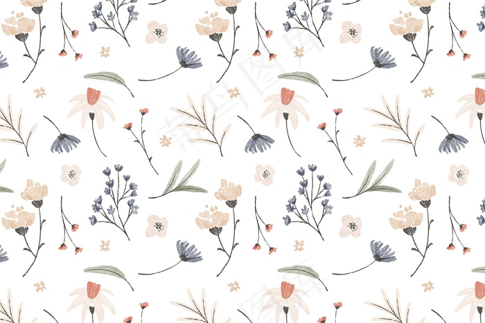 手绘水彩压花图案