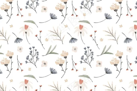 手绘水彩压花图案