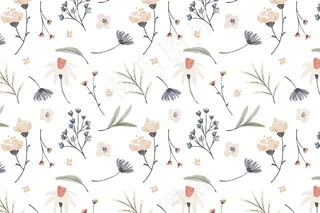 手绘水彩压花图案