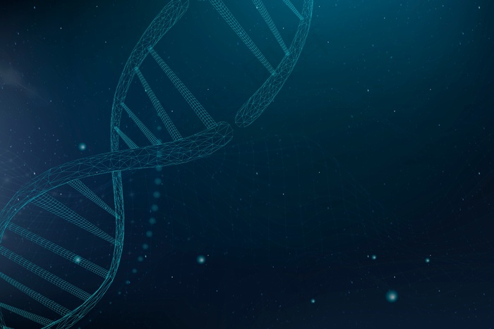 具有空白空间的蓝色未来派风格的 Dna 生物技术科学背景矢量eps,ai矢量模版下载