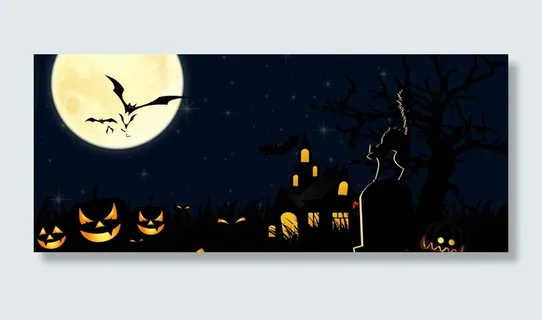 万圣节卡通手绘恐怖黑色banner