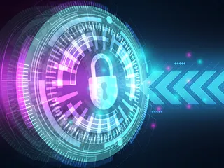 网络安全概念技术hitech背景数据，带钥匙锁定插图