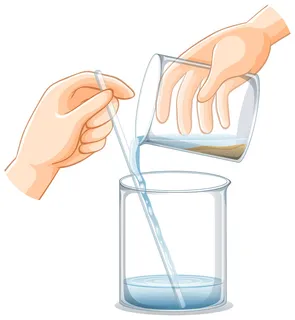 一种实验室设备,用手在白色背景上使用烧杯 一种实验室设备,用手在白色背景上使用烧杯
