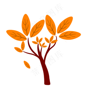 树木树枝树叶橘色秋天