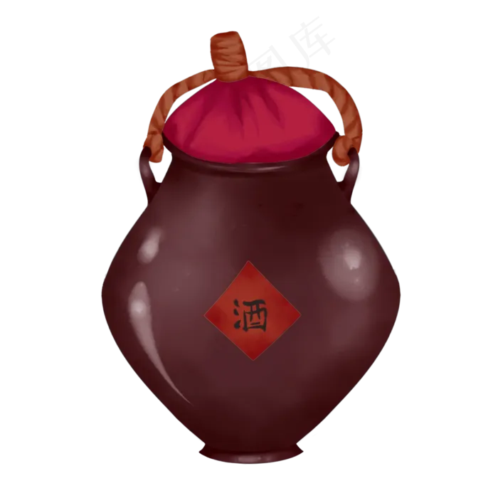 水墨棕色小酒坛(2000X2000(DPI:300))psd模版下载